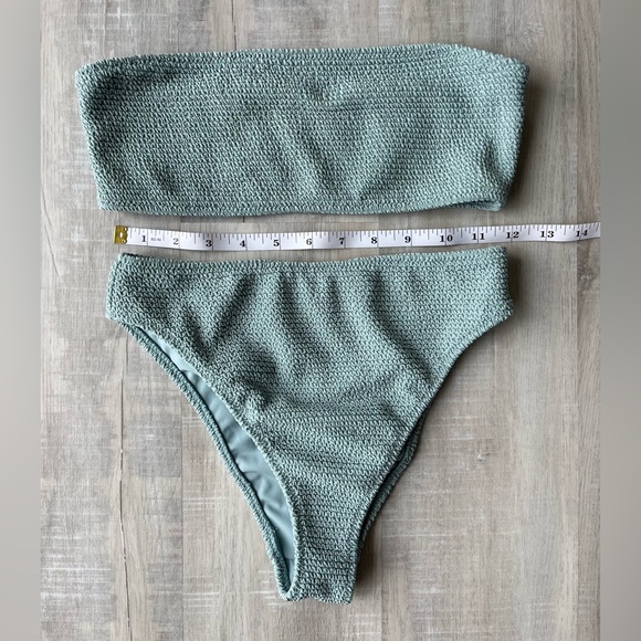 LA HEARTS Light Blue Textured Bikini Set Bandeau Top & High Cut Bottoms Size XS - Picture 3 of 5